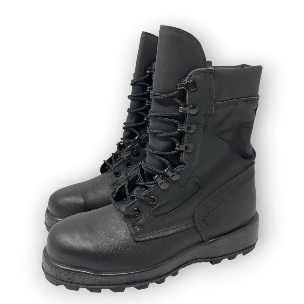 McRae Navy Steel Toe Combat Boots Mens Size 8RF Black Leather ASTM Shoes 9052